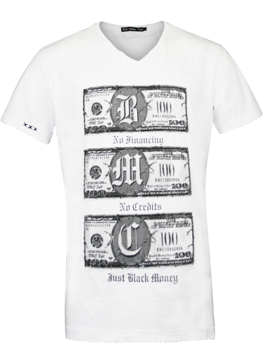 Black Money Crew Herren Shirt Benjamins (L) (wei)