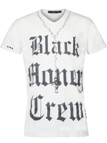 Black Money Crew Herren Shirt Rich Love (M) (wei)