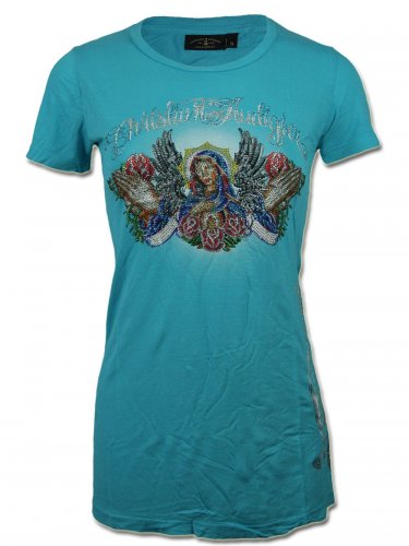 Christian Audigier Damen Strass T-Shirt Blessed (M)